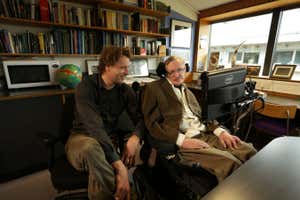 Stephen Hawking with Thomas Hertog, in Hawking's office
