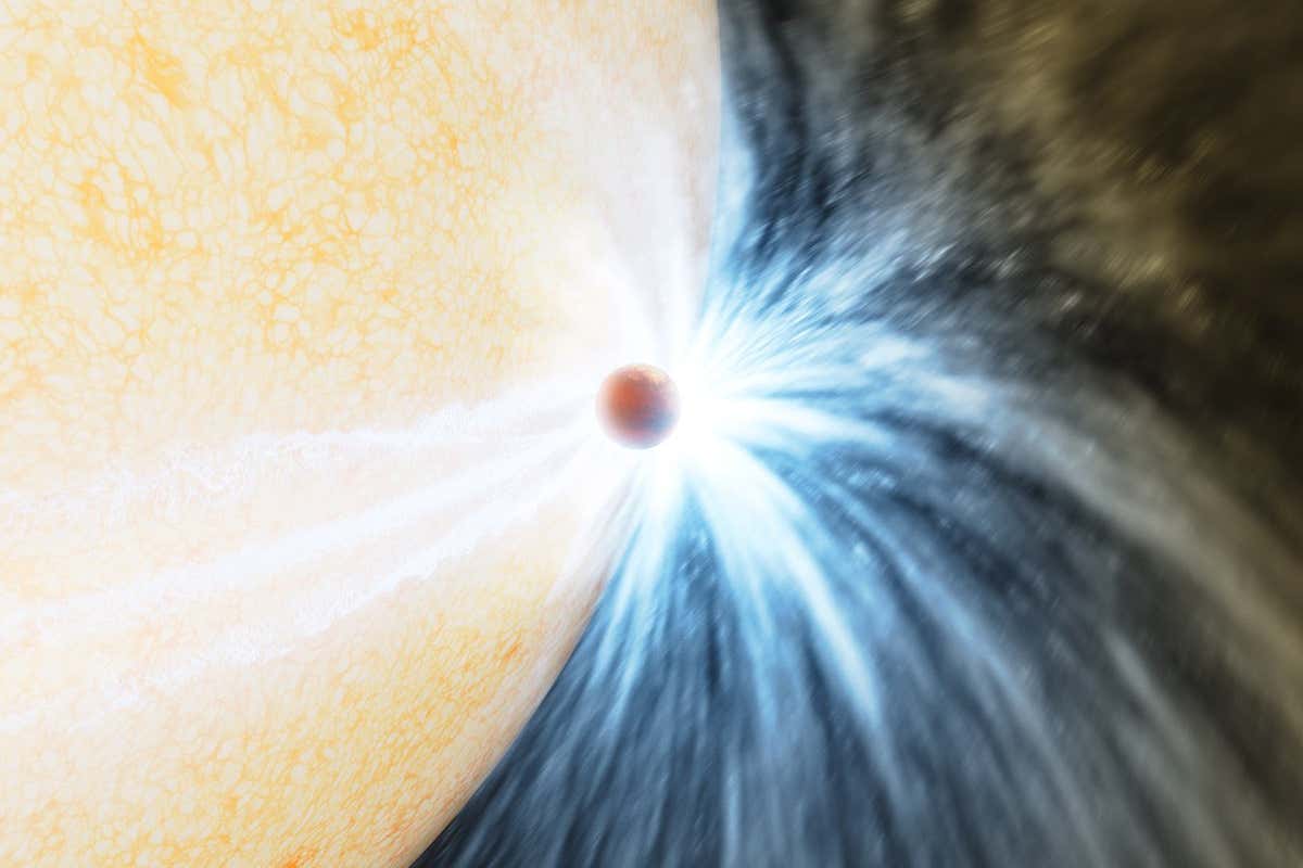An artist's impression of a planet about to get munched by a star