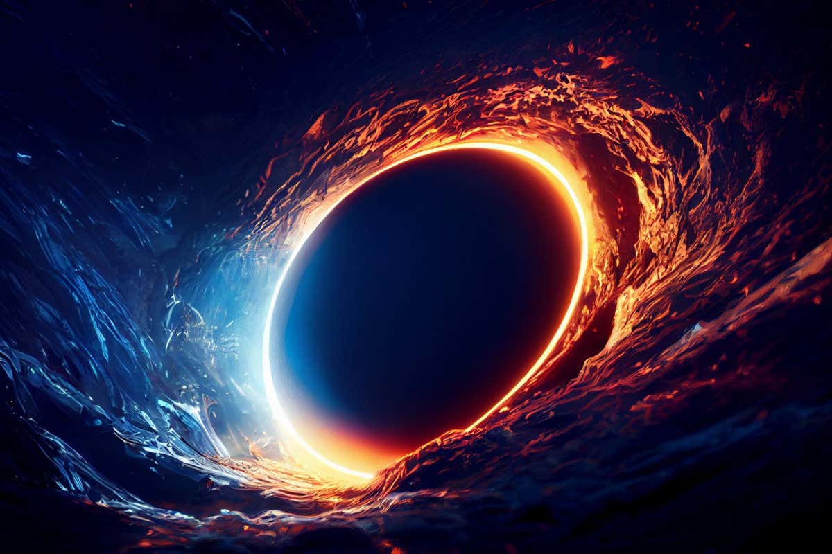 Black hole. Abstract space wallpaper. Universe filled with stars; Shutterstock ID 2205005273; purchase_order: -; job: -; client: -; other: -