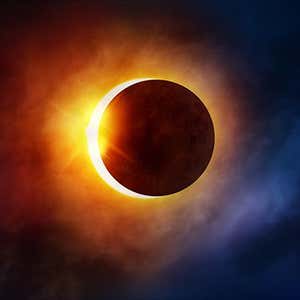 ER8EXD Solar Eclipse. The moon moving in front of the sun. Illustration