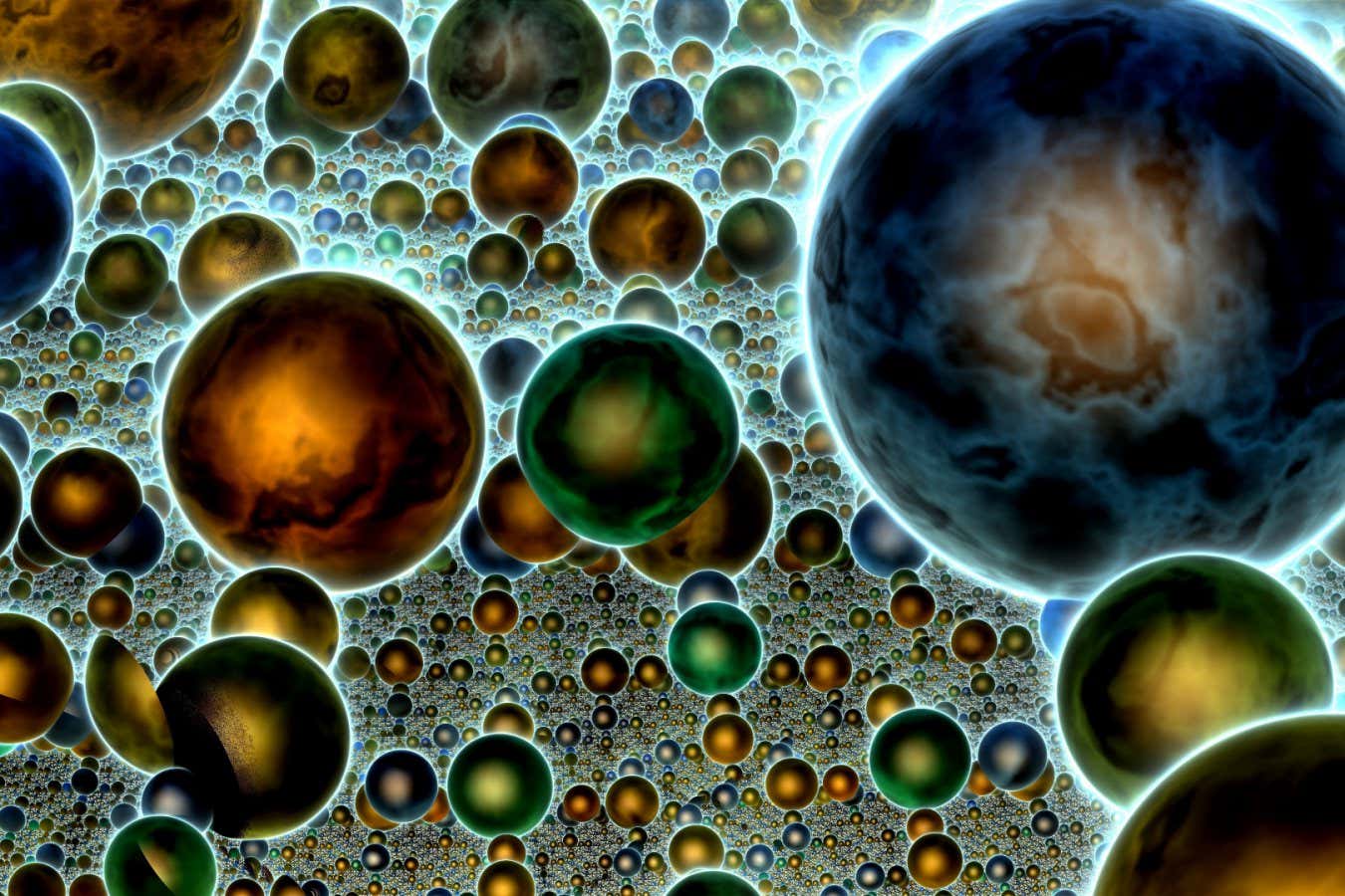 the surface of an multiverse with a lot of universes 3d rendering; Shutterstock ID 2256998119; purchase_order: -; job: -; client: -; other: -