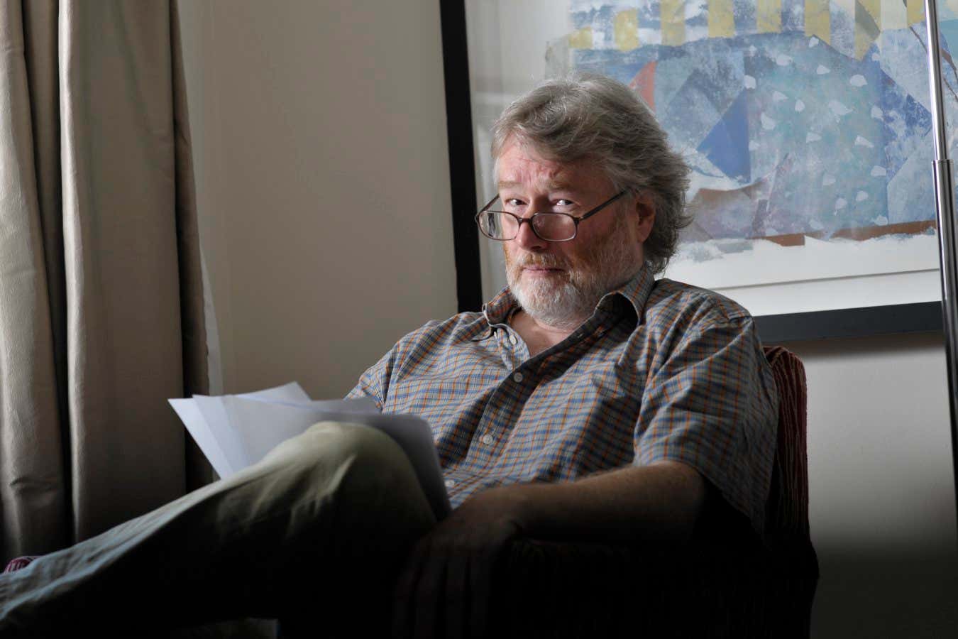 LONDON, UNITED KINGDOM - JUNE 16: Portrait of Iain M. Banks being interviewed by SFX Magazine/Future via Getty Images on June 16, 2010. (Photo by Joseph Branston/SFX Magazine/Future via Getty Images)