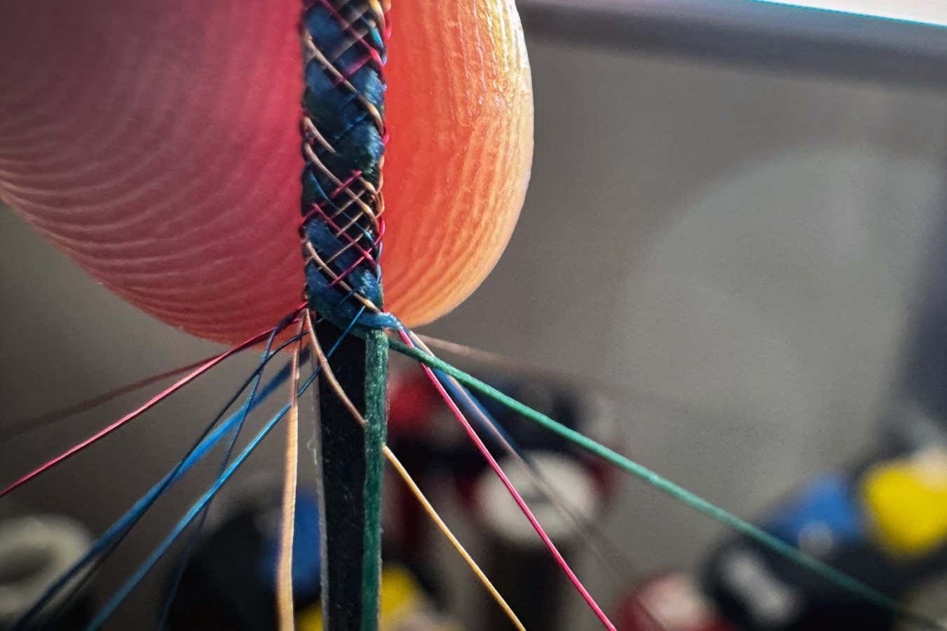 A computer fibre being braided with a combination of metal and textile yarns