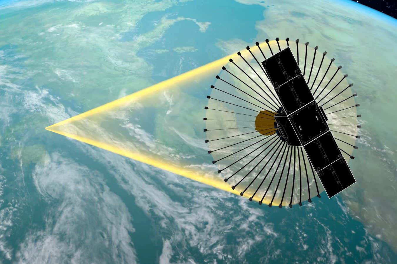 An artist's impression of the satellite orbiting Earth