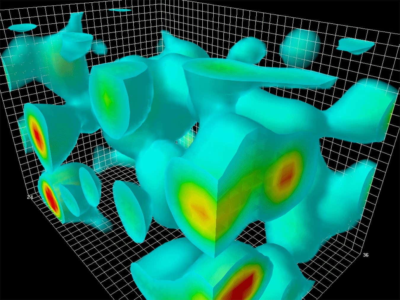 Still from animation of fluctuating gluon field